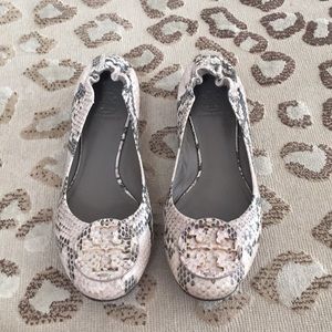 Tory Burch Reva Snake Print Ballerina Flat
